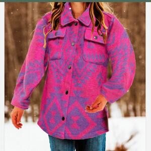 Fornia Shacket/Jacket 
Snap Up Shirt Southwest Fuchsia Aztec size 12 NWT